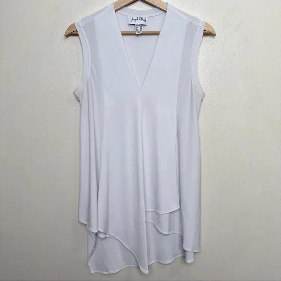 Joseph Ribkoff Womens 8  Casual Asymmetrical Hem V-neck Pullover In White - Picture 4 of 14